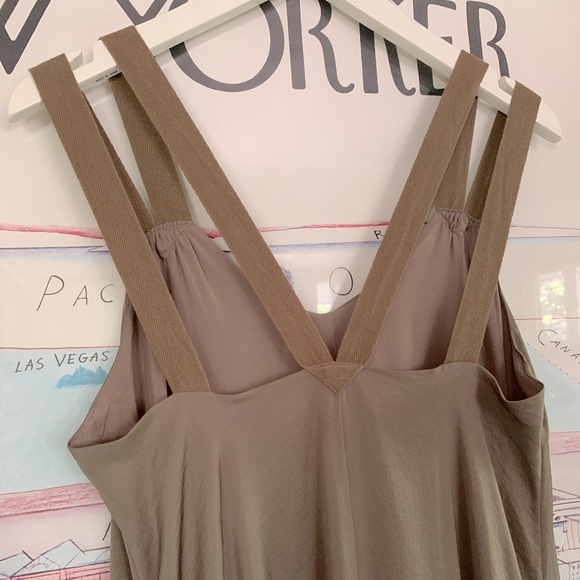 Banana Republic khaki silky maxi dress with cotton ribbon details pockets size 8 - Picture 4 of 12